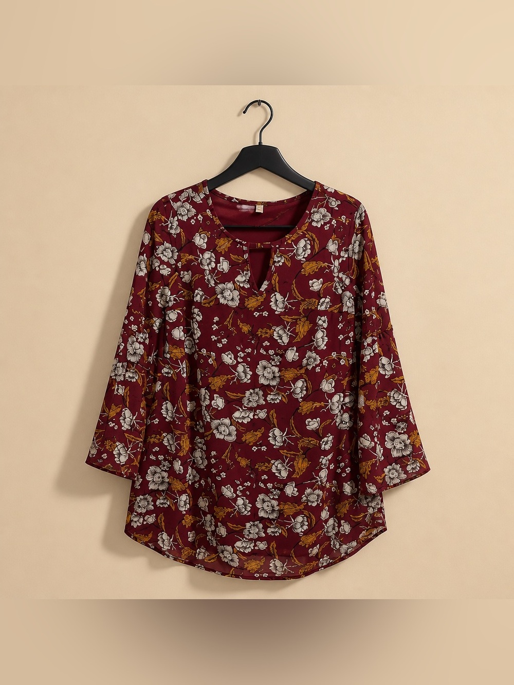 Xhilaration Size Large Floral and Leaf Print polyester Blouse
